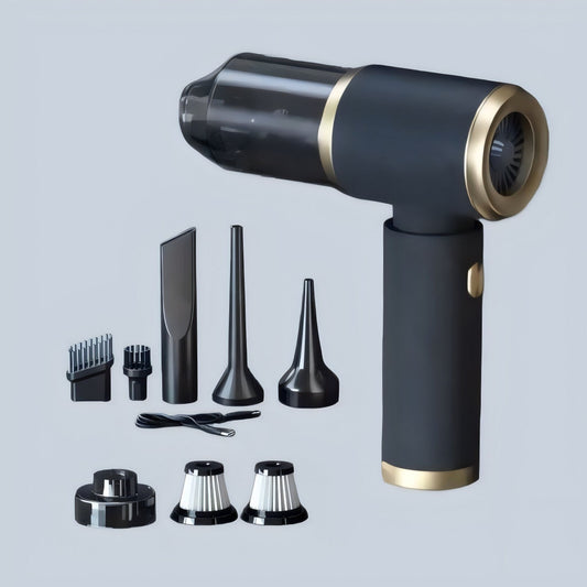 Portable car vacuum cleaner with type-C USB charging.